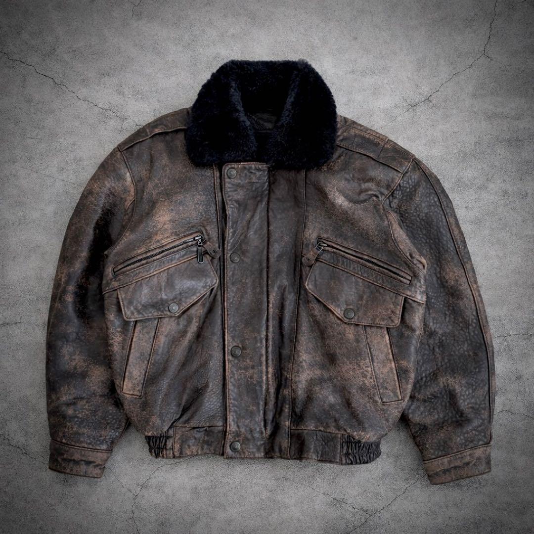 羊革】90s vintage leather jacket g1 a2 短丈 - メルカリ