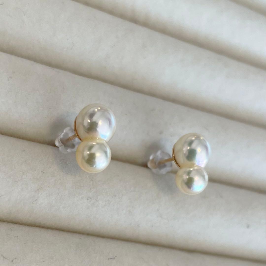照り艶最高◎干渉色◎ あこや真珠 ツインデザイン 14kgfピアス - メルカリ