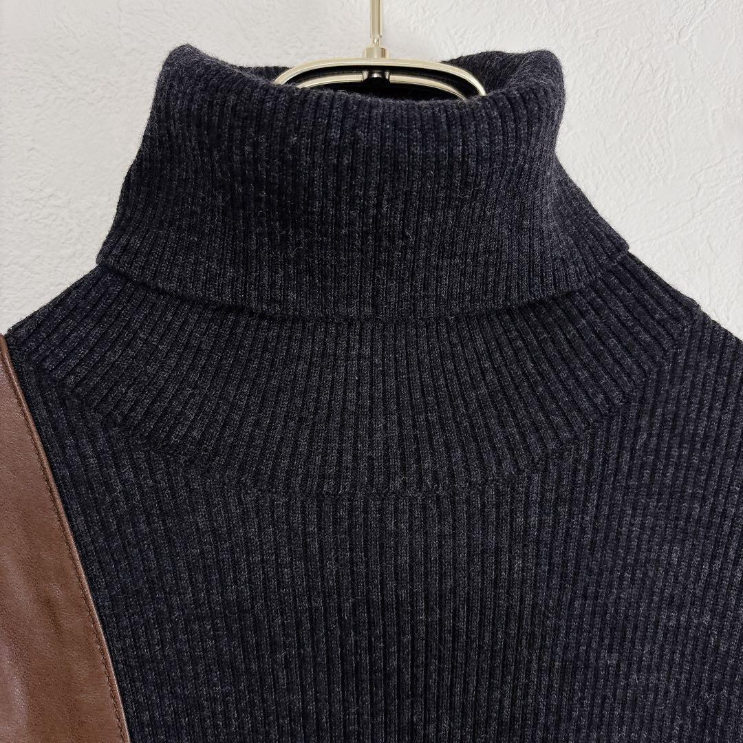 ja40】RALPH LAURENタートルネックニットワンピースエルボーパッチ