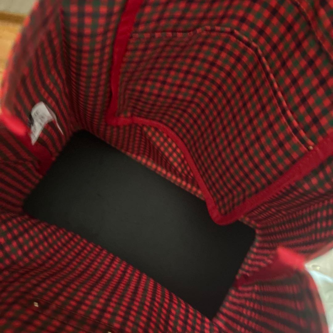 最終値下げします！familiar 赤緑チェック トートバッグ - メルカリ