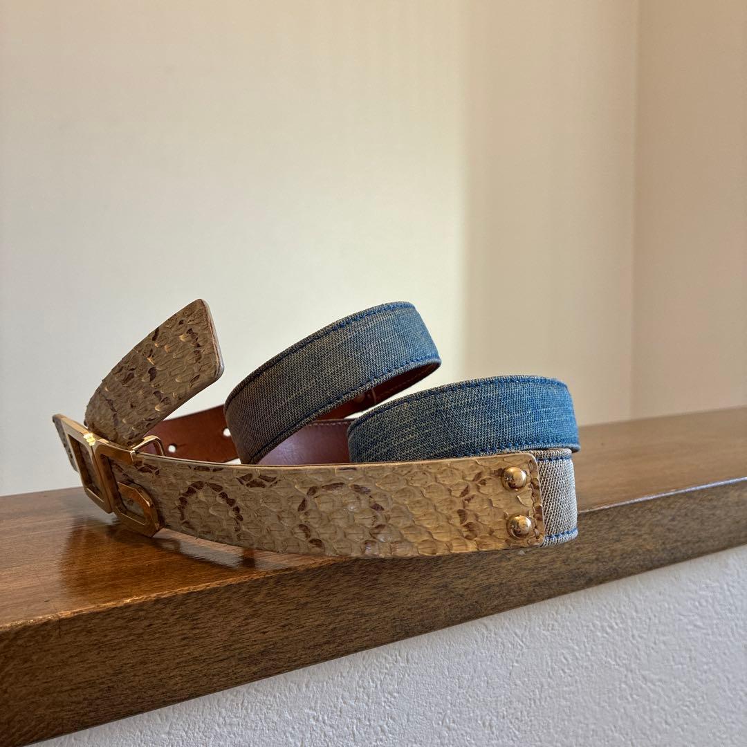 D&G 蛇柄 デニム ベルト85㎝ - メルカリ