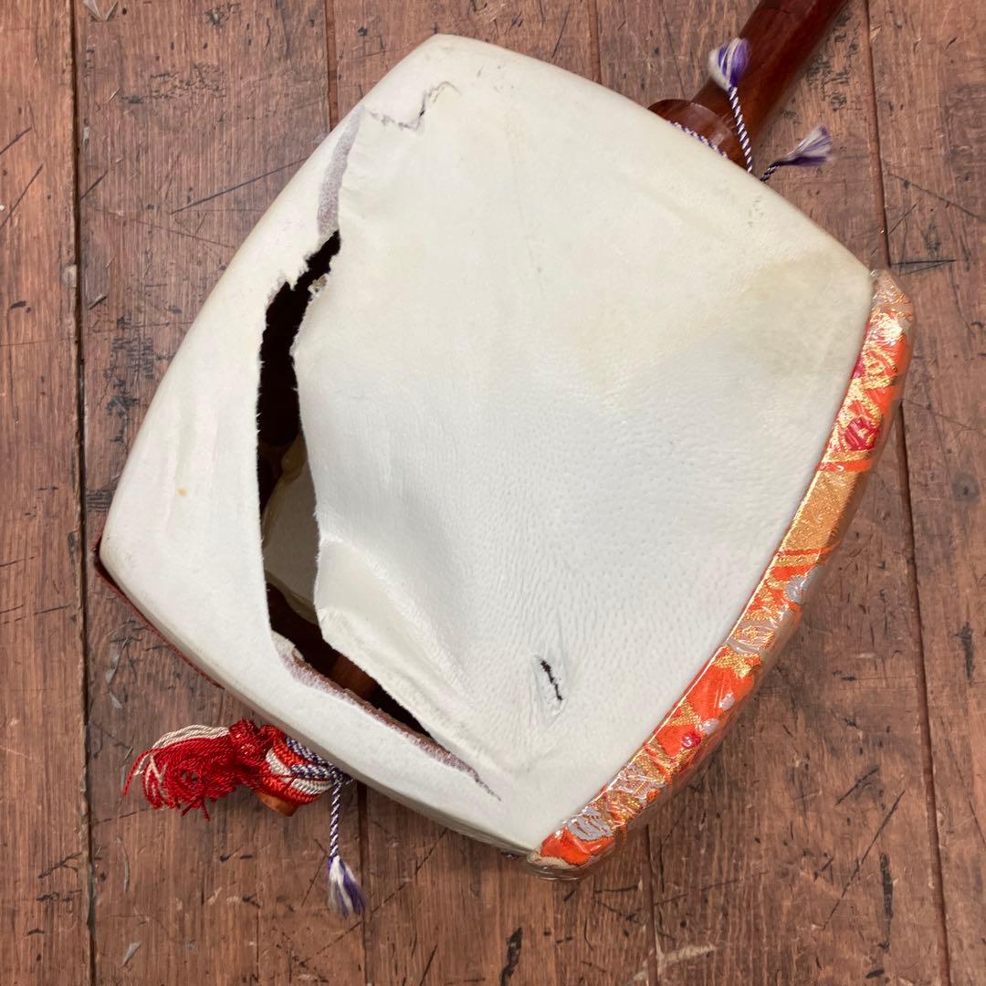 昭和レトロ 三味線 丸打胴 中棹 花梨 民謡 地唄 弦楽器 和楽器 ハード