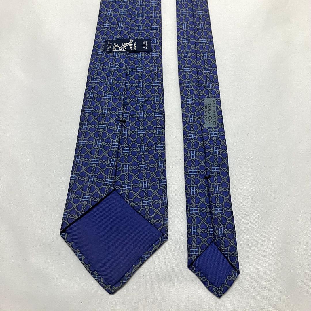 エルメス ネクタイ H柄 総柄 ブルー系 青色系 シルク100% - メルカリ