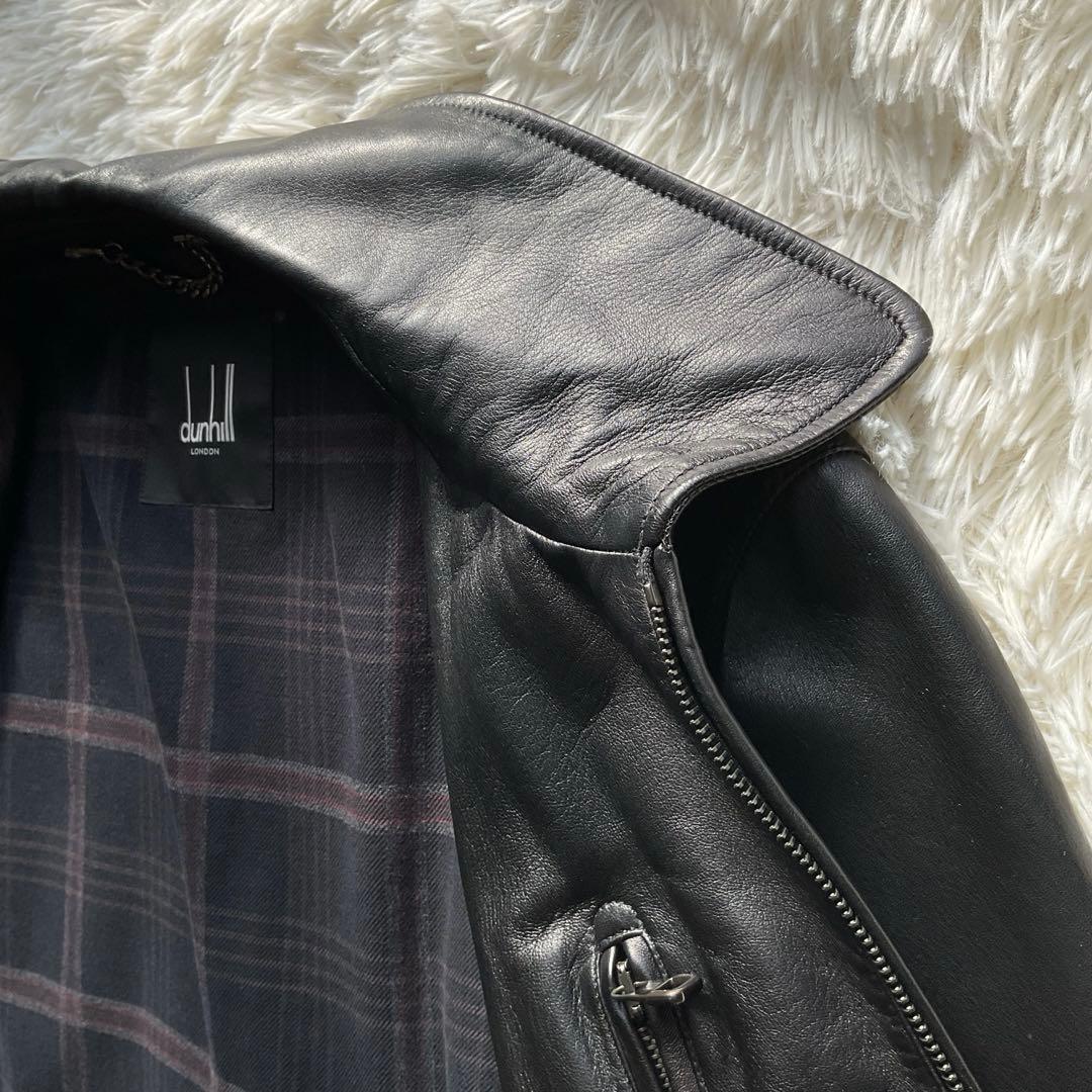 未使用級✨dunhill ダンヒル レザージャケット 羊革 ボンバー ブラック