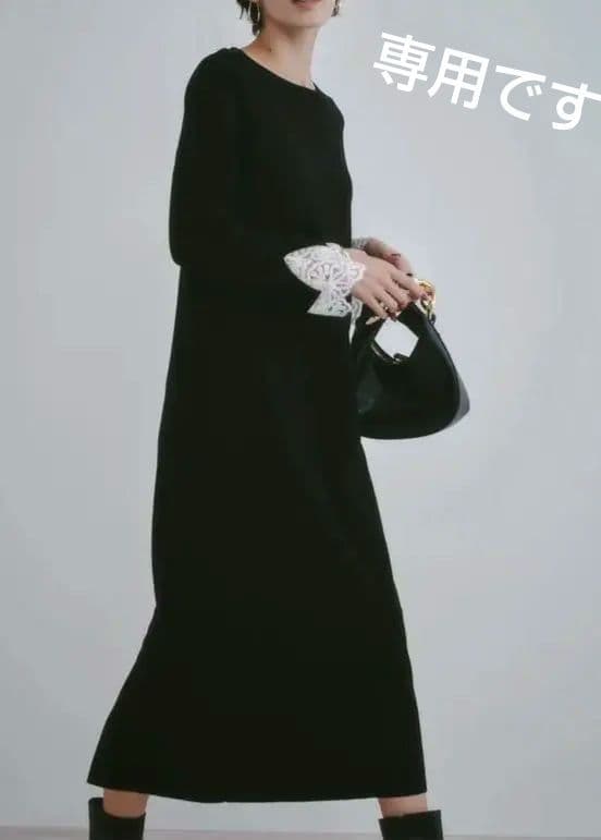 袖口レースニットワンピース 袖口レースニットワンピース | natural couture(ナチュラルクチュール