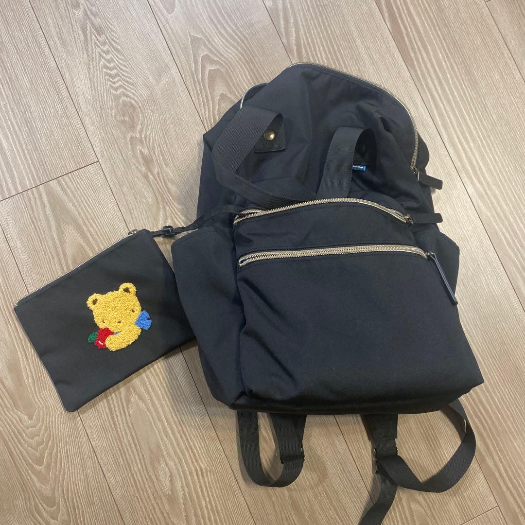 R**様 ブラック マザーズバッグ クマ刺繍ポーチ付き　familiar R**様 ブラック マザーズバッグ クマ刺繍ポーチ付き familiar