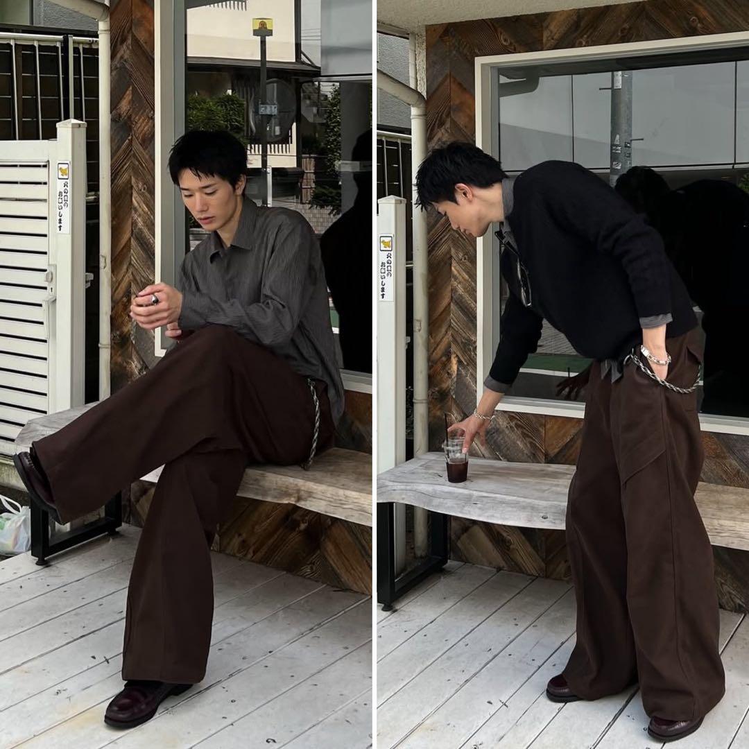 範*郎様 新品 ZARA しわ加工ストライプ柄フルイドシャツ S グレー