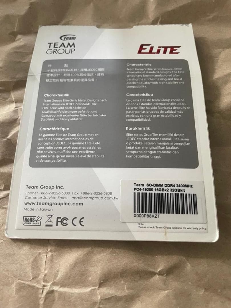 Team 32GB DDR4 2400MHz ノートPC用メモリ