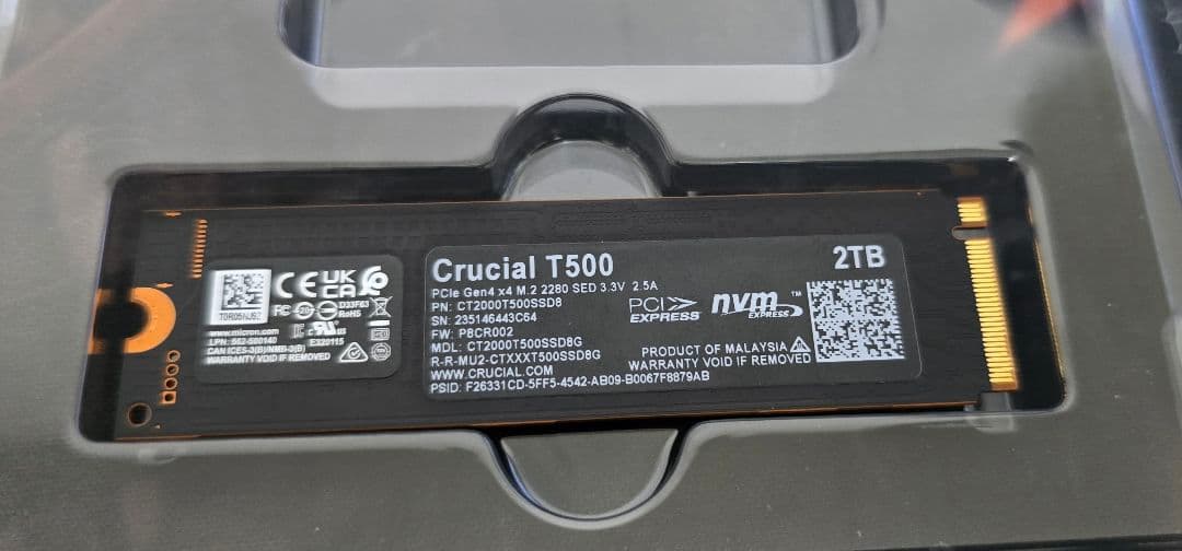 H*y様 Crucial T500 PCIe Gen4 NVMe 2280 M.