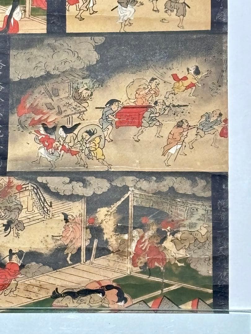 北野天神縁起絵伝」彩色木版画 1枚|北野天満宮 神社 木版画 江戸時代