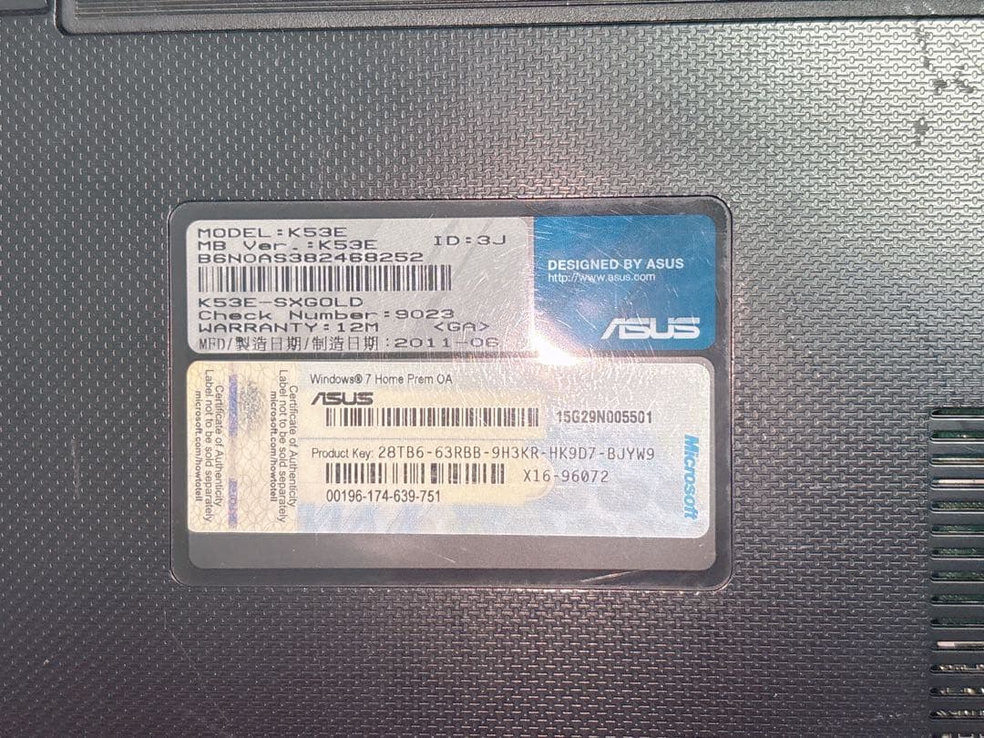 【値下げ可】ASUS ノートPC K53E-SXGOLD