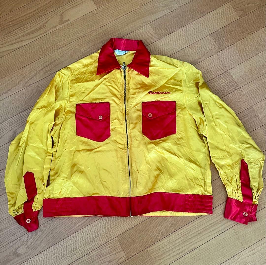 Bowler's Mサイズ ジャケット イエロー レッド 70's~ YAMAHA ヤマハ ナイロンジャケット レーシングジャケット