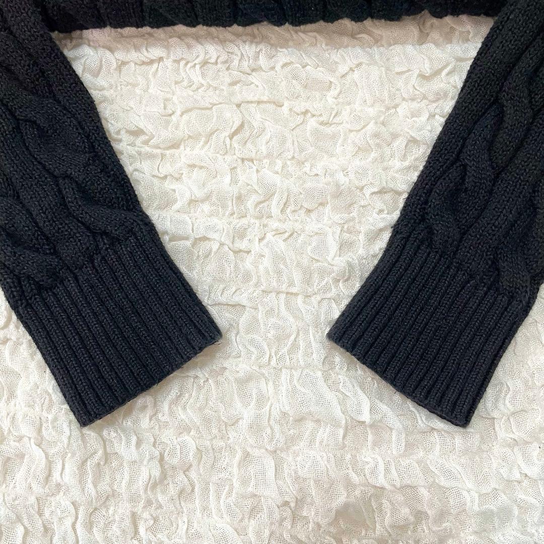 ポロラルフローレン 2024年製 ケーブルニット 赤ポニー刺繍 QRタグ 黒