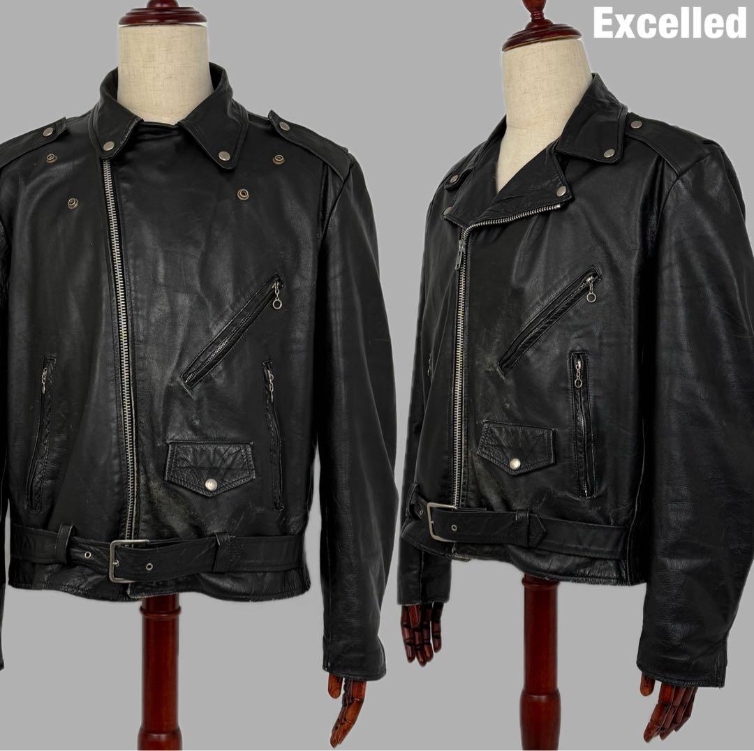 Excelled 70s 46T レザー ダブルライダースジャケット USA製 - メルカリ