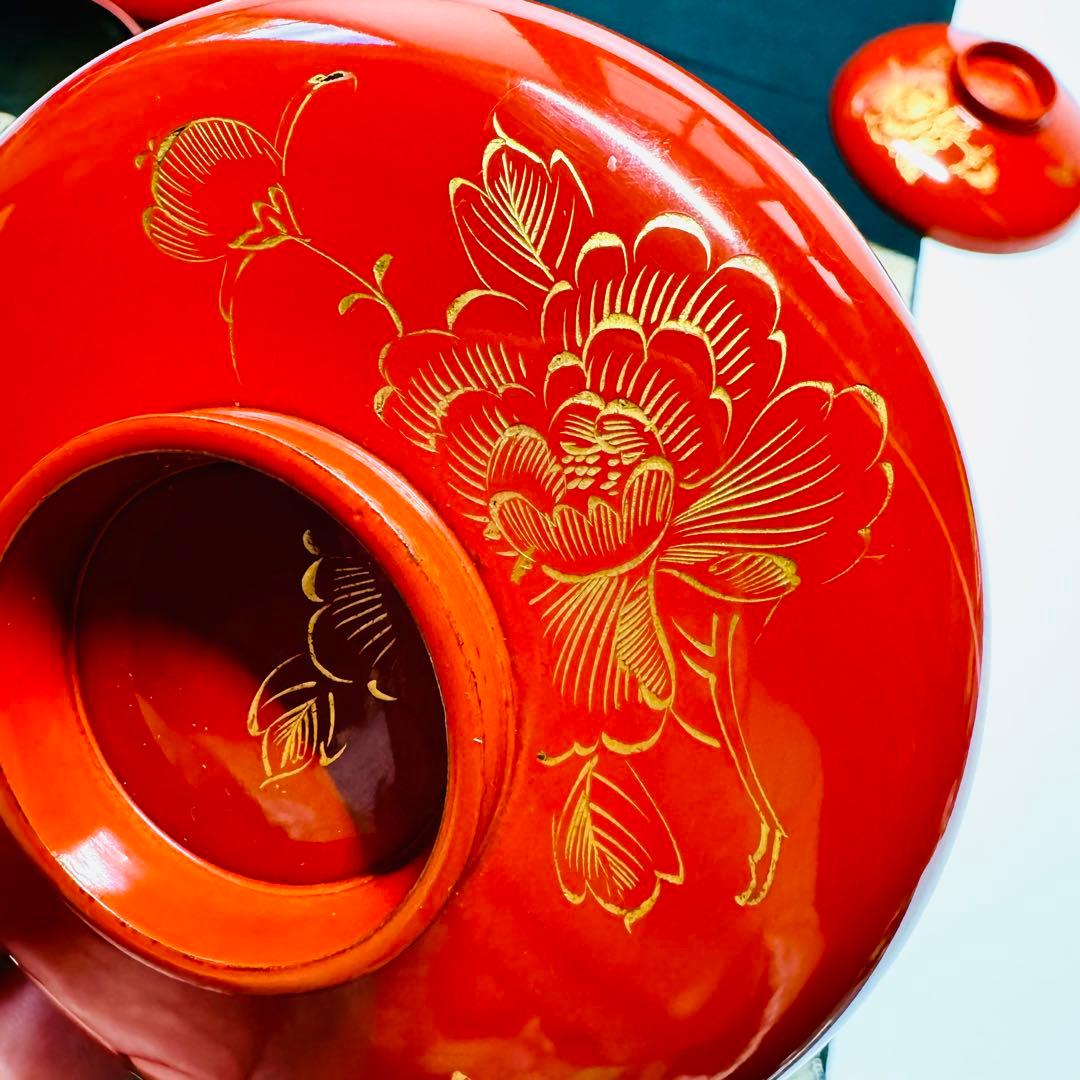 漆器 輪島塗 木製 蒔絵 蓋付椀 汁椀 5客 時代物 - メルカリ