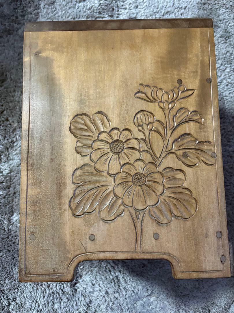 昭和レトロ 小箪笥 引き出し 3段 和家具 日光彫？軽井沢彫？ - メルカリ