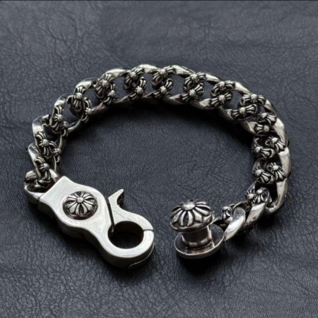 シルバー925刻印あり ファンシーリンク チェーン シルバーブレスレット