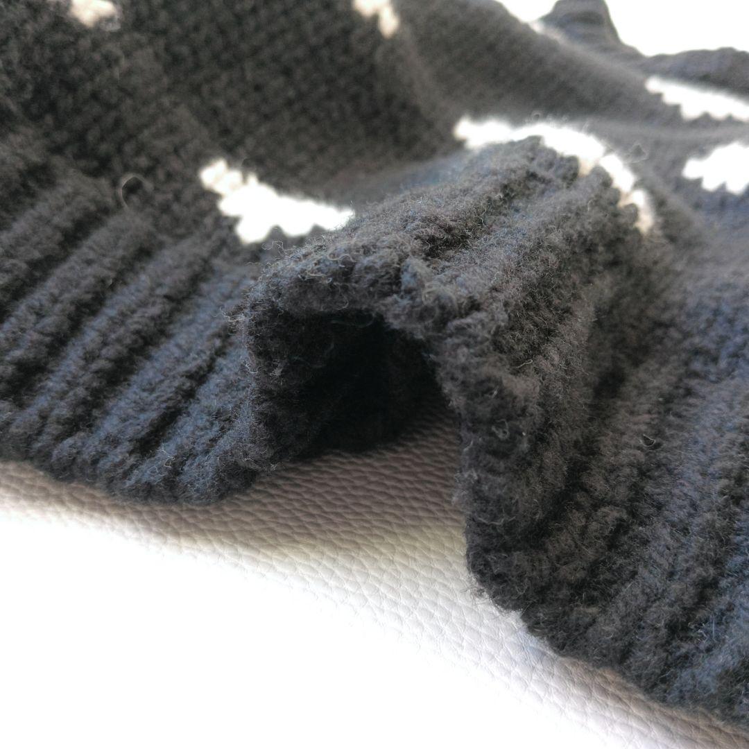 美品✨《ンニット》24aw ハートパターンニット黒セーター ウール混 近年モデル