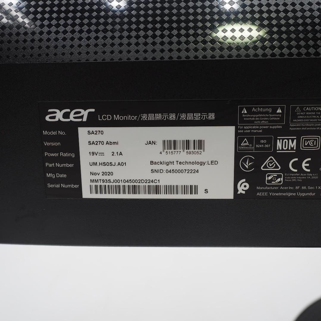 acer SA270 Abmi モニター 2020年製