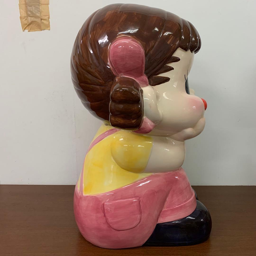 ➀希少 不二家 ペコちゃん ジャンボ 特大 陶器製置物 お座り 限定品