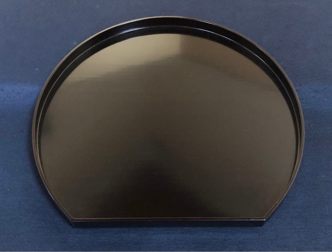 《レ》茶道具 くるみ足 半月折敷膳5客 塗師 寛斎造 共箱 260212け2