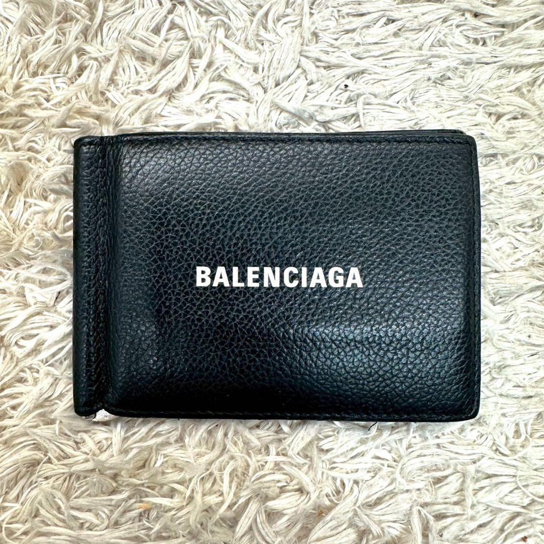 美品】バレンシアガ マネークリップ 札入れ エブリデイ レザー ロゴ