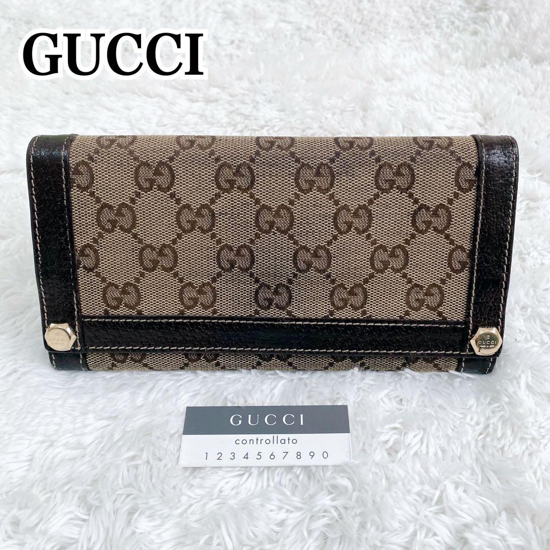 GUCCI グッチ GG キャンバス スタッズ Wホック レザー 長財布 - メルカリ