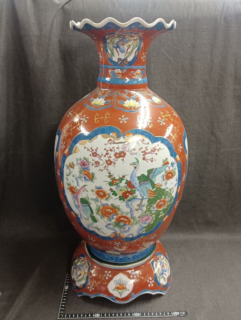 古許窯 菊水作 花鳥図 大花瓶 高70cm 大壺 有田焼 伊万里焼 花器 飾り