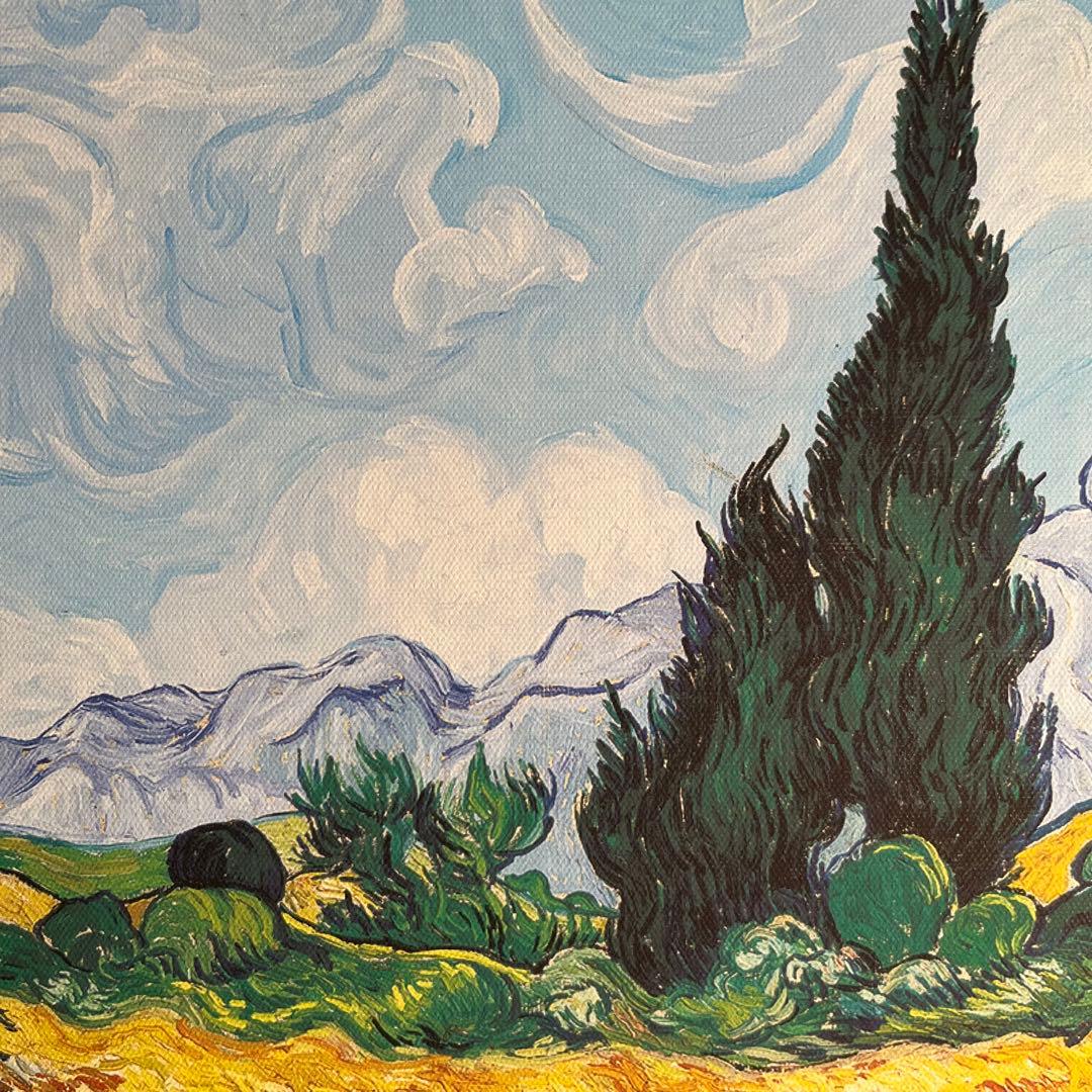 プリントアート ゴッホ 糸杉のある麦畑 絵画 額付き インテリア - メルカリ
