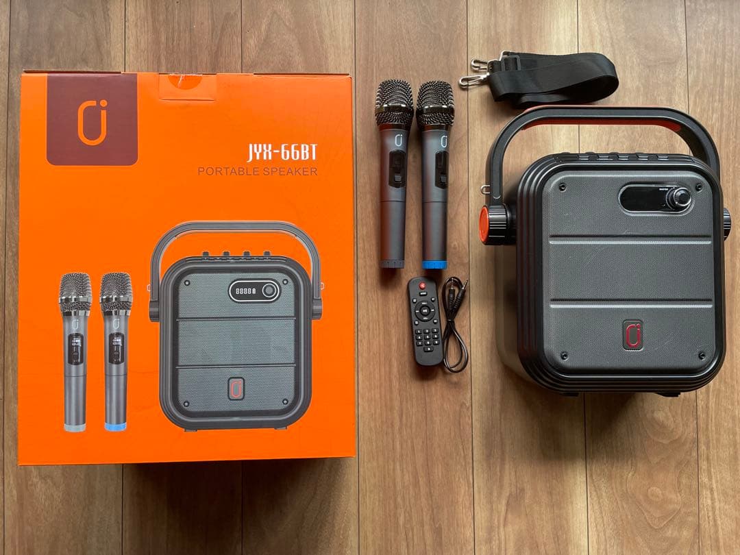 JYX-66BT ポータブルスピーカー ワイヤレスマイク2本付き - メルカリ