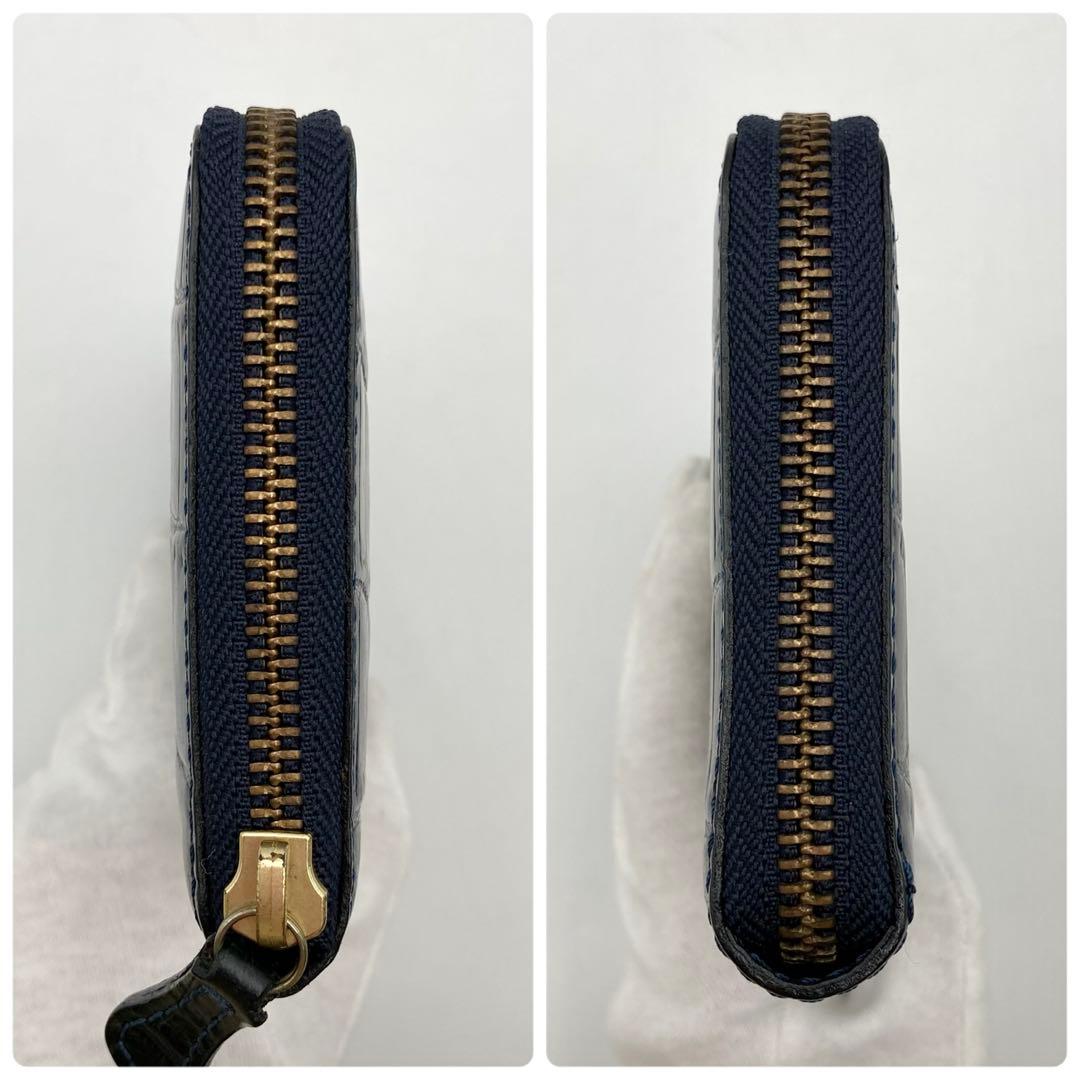 ノブさん様専用✨Felisi 125 長財布 ラウンドジップ 紺色 クロコ型押し