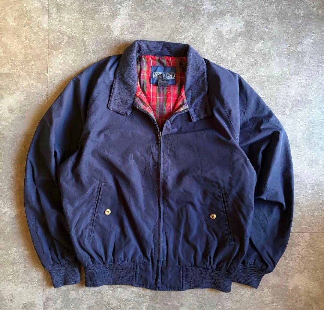 90s ランズエンド スウィングトップ ネイビー L ハリントンジャケット