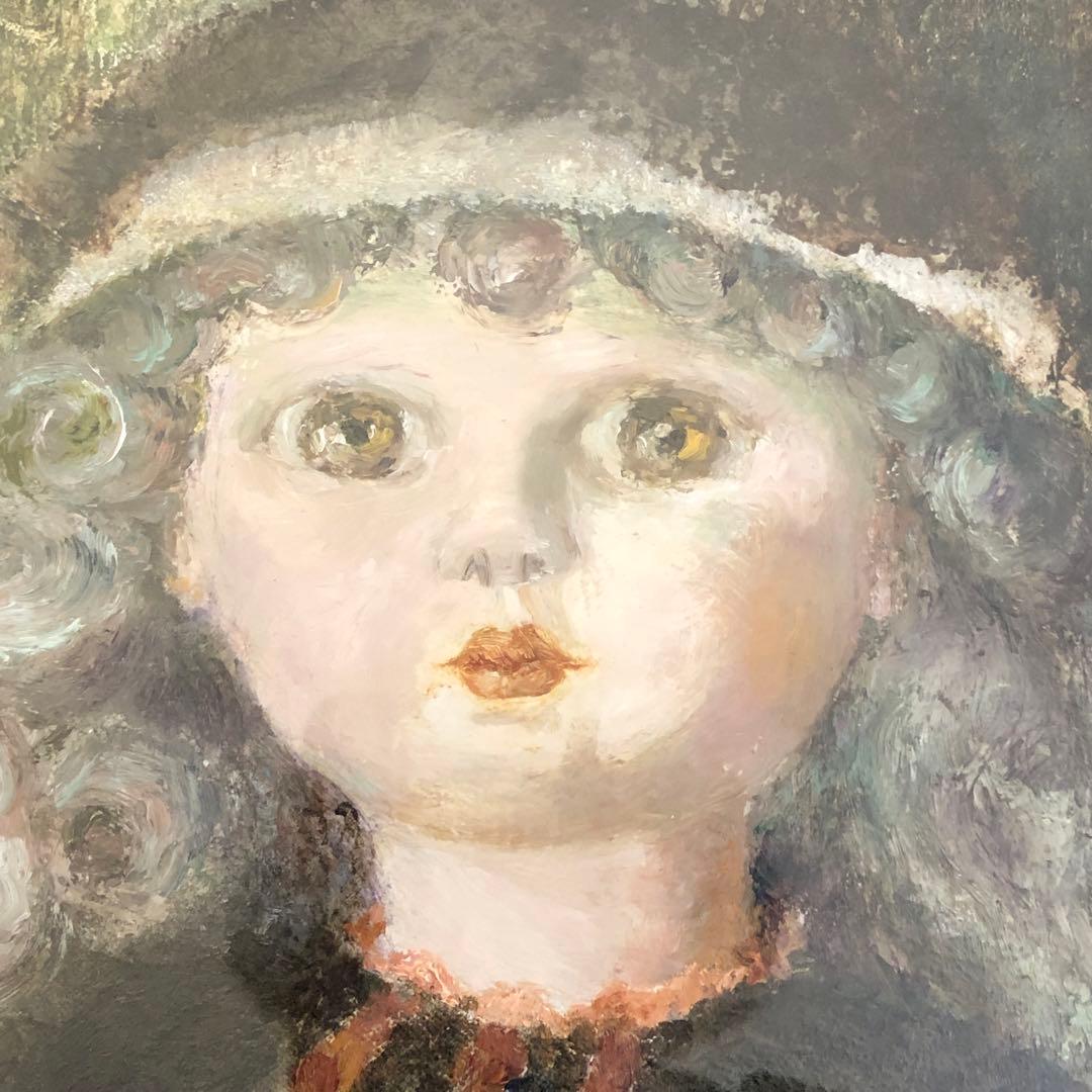 人形　藤島君子油絵　洋画家　肉筆画　銘入り　ドール　油絵