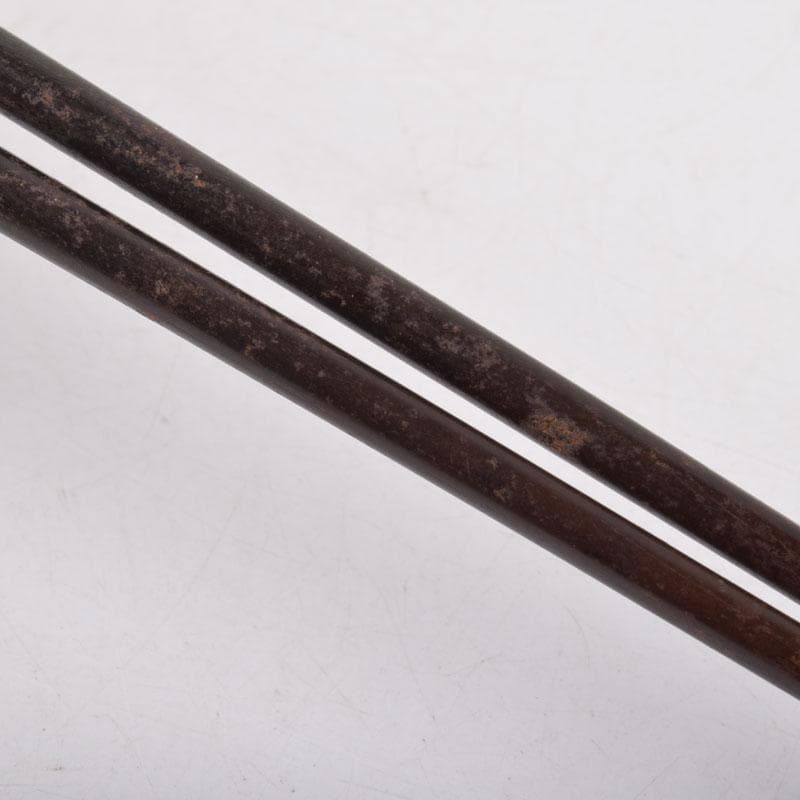 茶道具 金屋 金谷五郎三郎作 銅製 銀象嵌鶴頭火箸 共袋共箱 V 8571