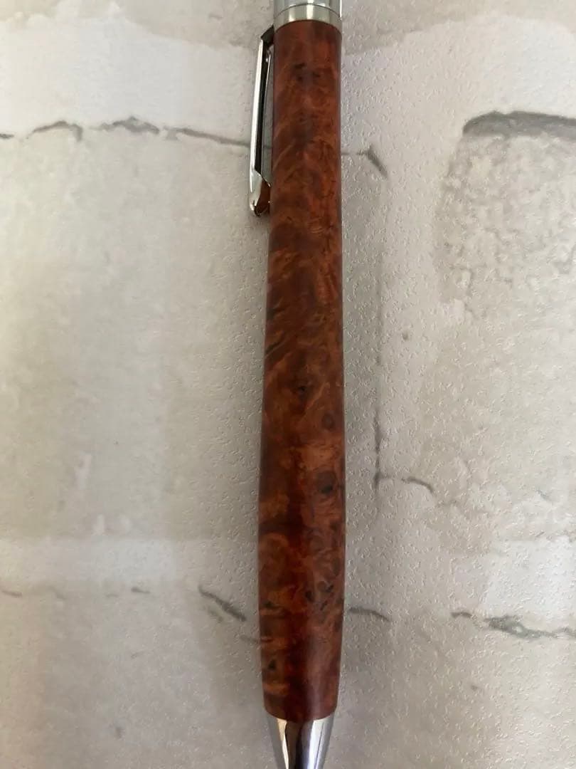 8月25日まで 工房楔 花梨こぶ杢真鍮パイプ 0.5mm シャーペン サイン