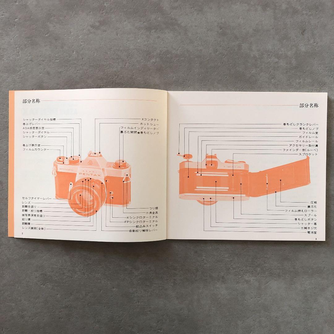 アサヒペンタックス　一眼レフフイルムカメラSPII 使用説明書1976年　B
