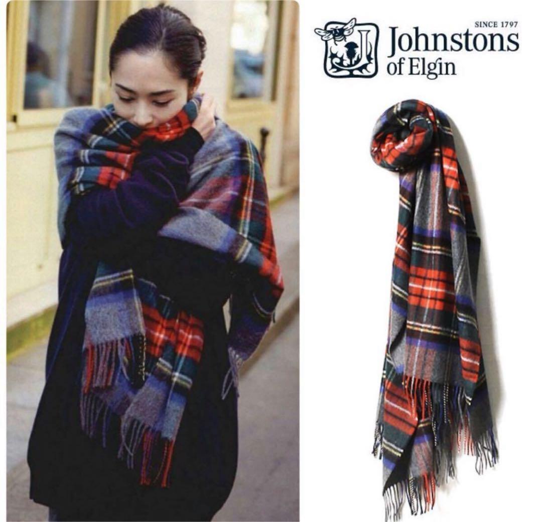 美品 日本別注カラー ジョンストンズ カシミヤストール グレー