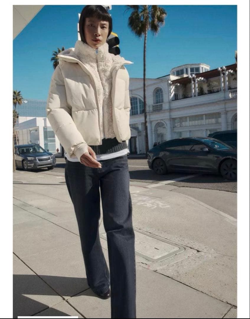 ZARA フェイクシープスキンフード付き撥水ウィンドブレーカー