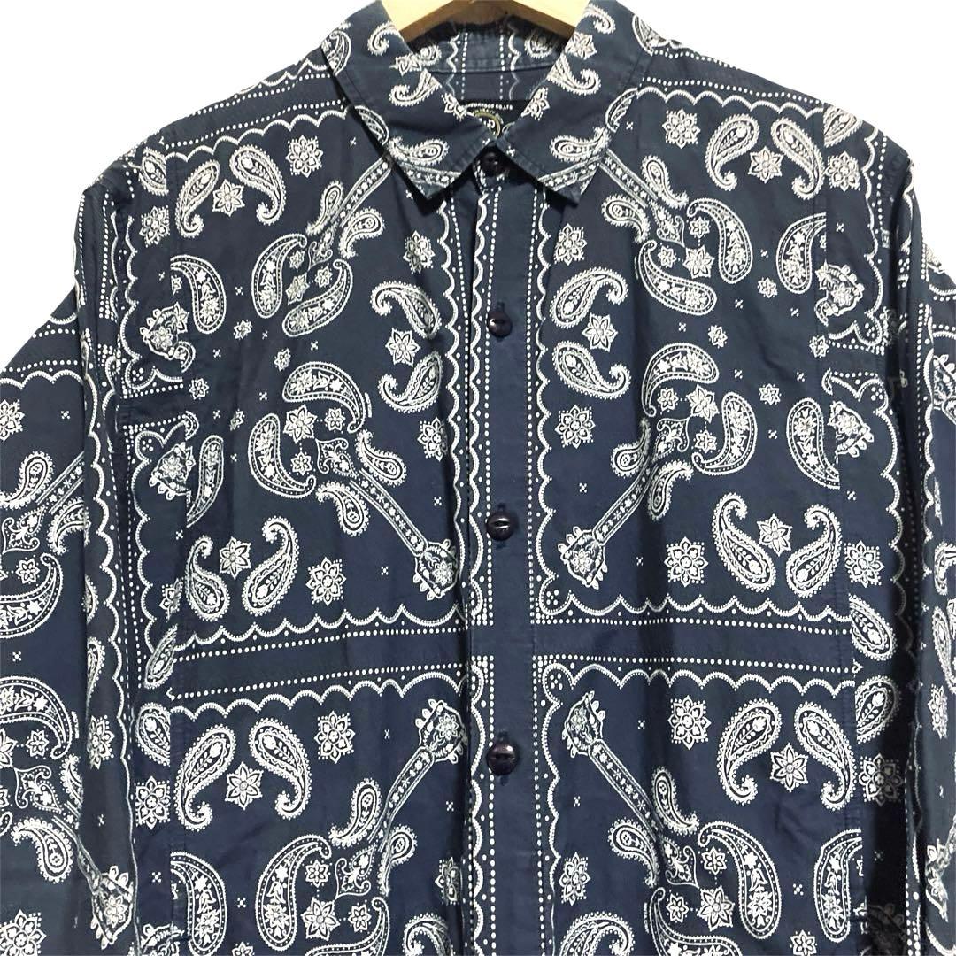 ネイバーフッド NEIGHBORHOOD バンダナ柄シャツ ペイズリー ネイビー