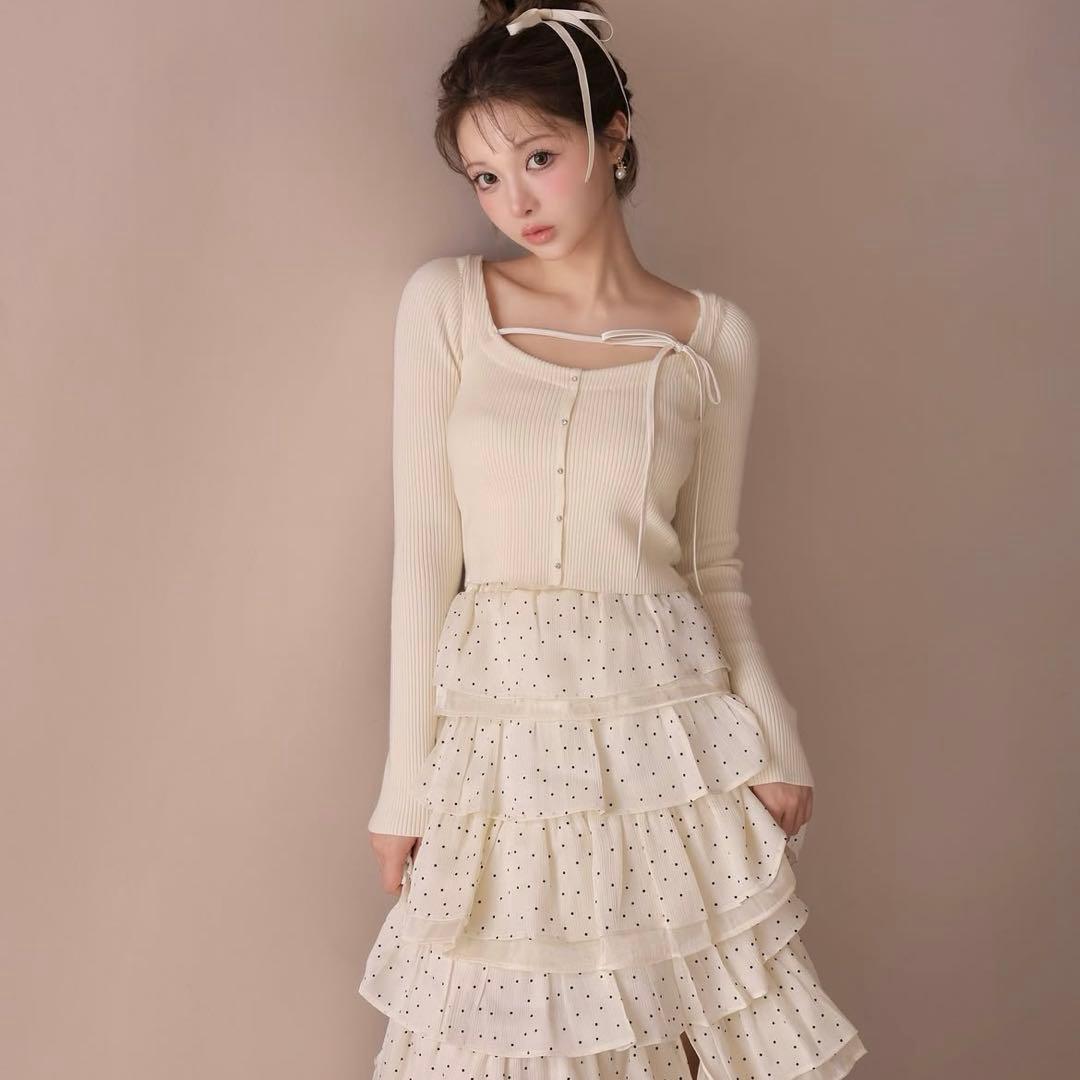 M me eme Lily dot tiered frill skirt 完売品 - メルカリ