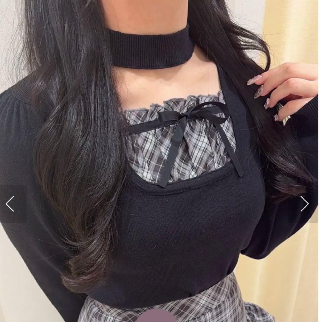 evelyn エブリン　チョーカードッキングニット　黒　ブラック チョーカードッキングニット｜evelyn（エブリン）公式通販サイト