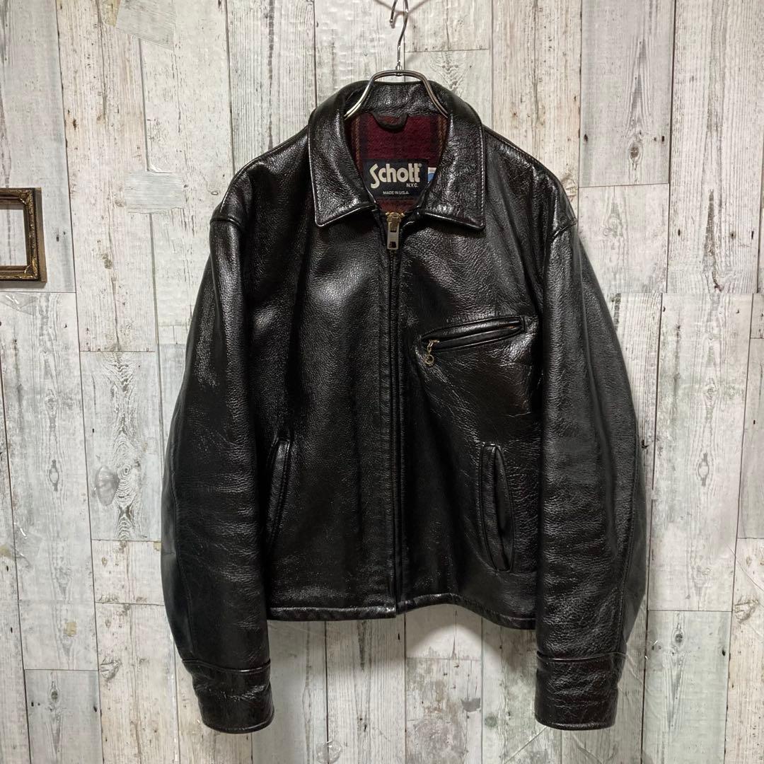 Schott ショット シングルライダース 42 ダークブラウン 681 - メルカリ