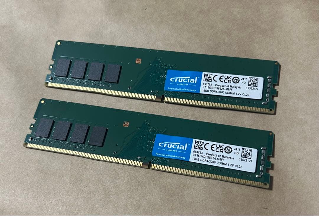 Crucial DDR4-3200 32GB 16×2 デスクトップ メモリ