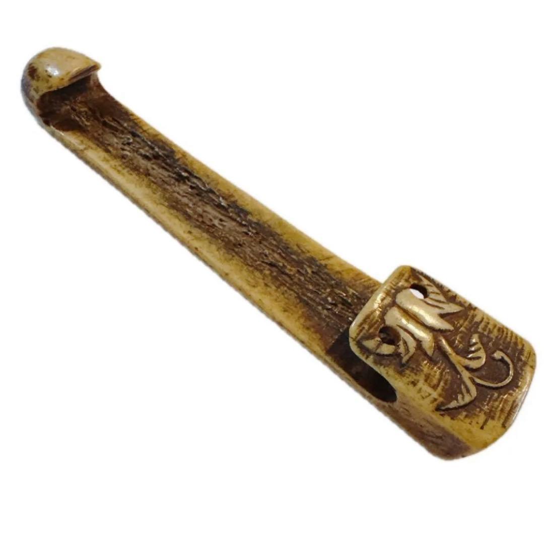 鹿骨製 手彫り 緒締 おじめ 根付パーツ 和骨細工 骨董品 和装小物 和骨董 鹿骨製 手彫り 緒締 おじめ 根付パーツ 和骨細工 骨董品 和装小物 和