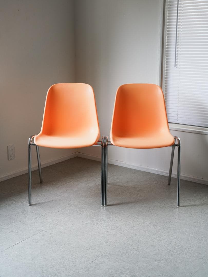 MOD ELENA スタッキングチェア 2脚 オレンジ色 ミッドセンチュリー