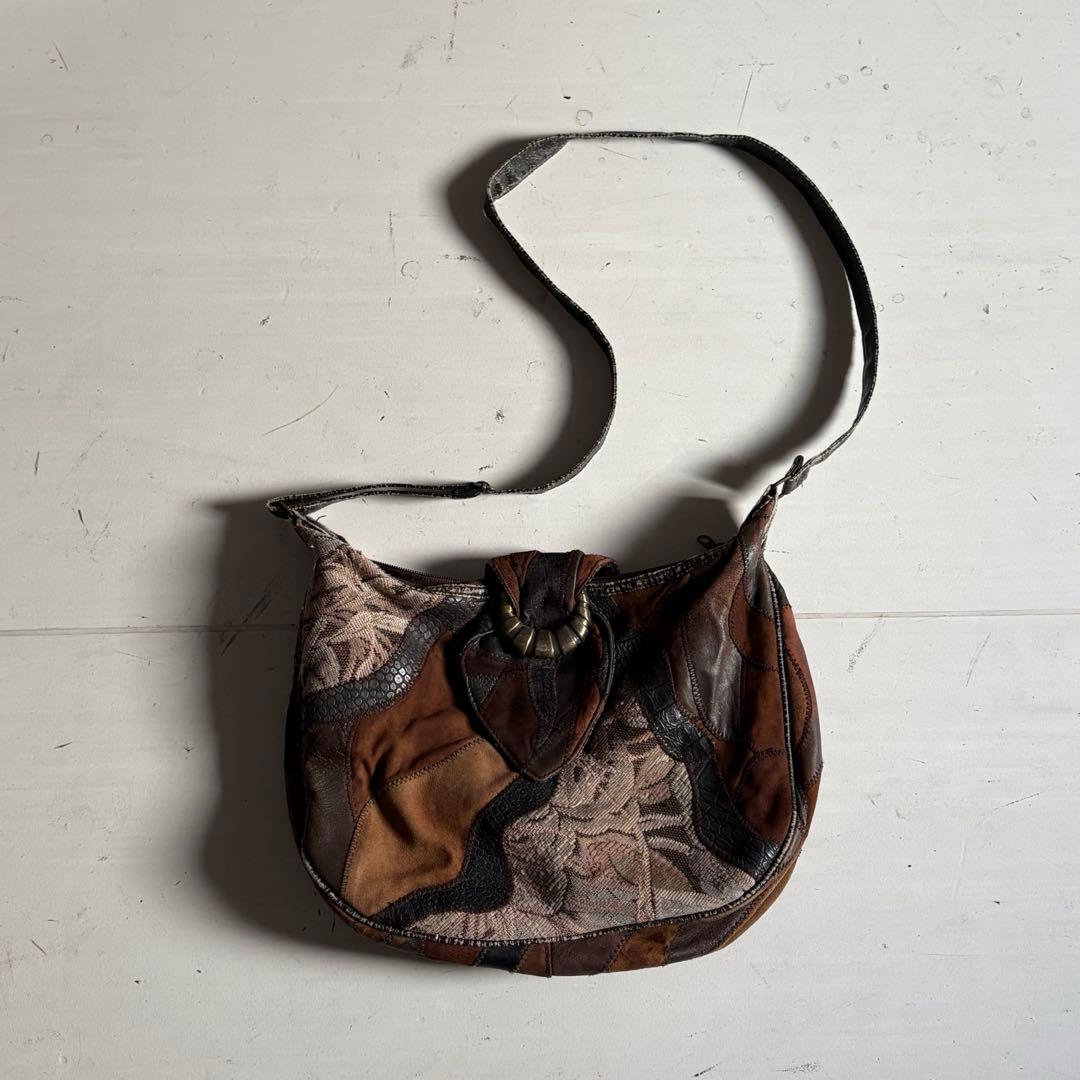 00's vintage 切り替え　ショルダーバッグ　アーカイブ　y2k ショルダーバッグ バッグ vintage y2k shoulder bag／ビンテージ合皮