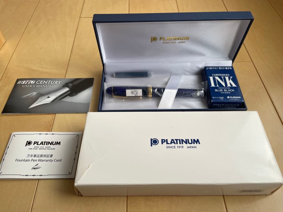 未使用品PLATINUM 万年筆 PNB-10000 細字　シャトルブルー 中古)PLATINUM プラチナ 万年筆 #3776 センチュリー シャルトルブルー