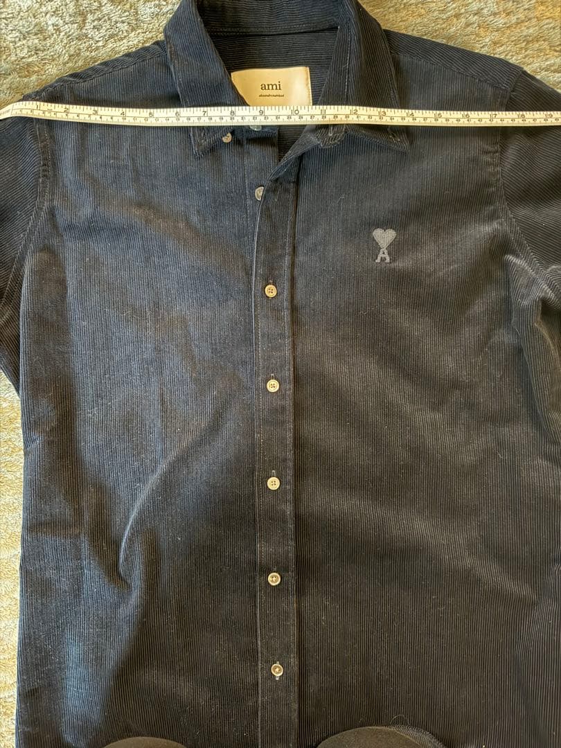 ami parisネイビー コーデュロイ長袖シャツ XS - メルカリ