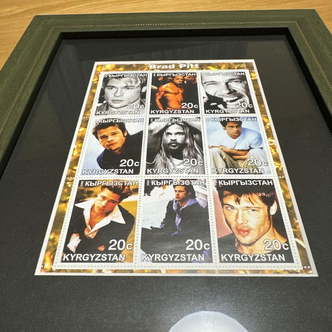 ブラッドピット　キルギス 切手シート 額縁付き