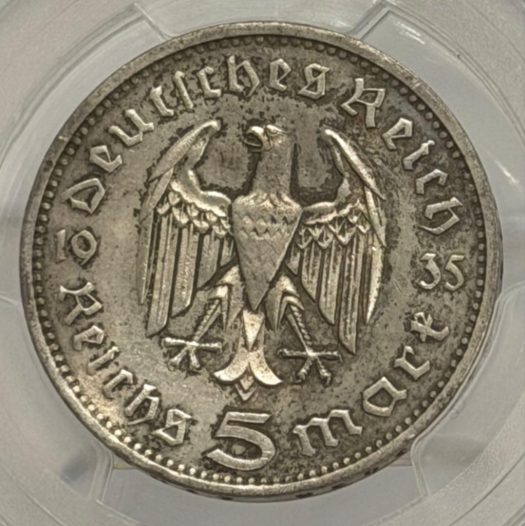 1935年ドイツパウル・フォン・ヒンデンブルク 5マルク PCGS認証 - メルカリ